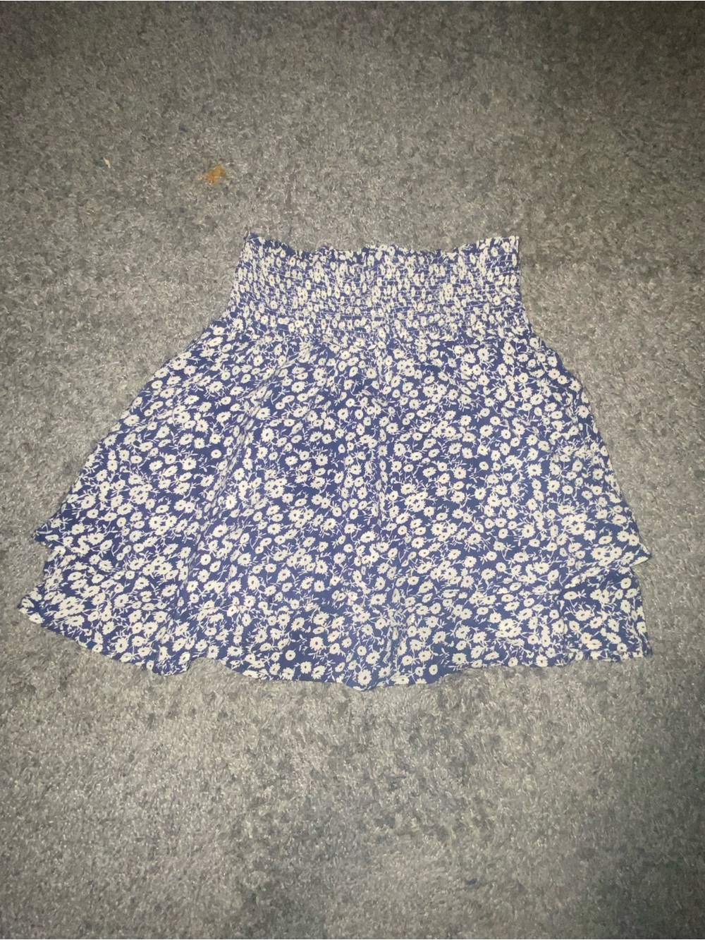Rails Blue and White Floral Smocked Mini Skirt